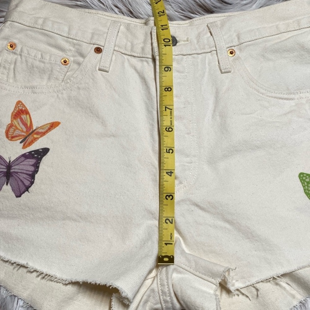 Levi's 501 High Rise Denim Jean Cutoff Shorts Give Me Butterflies Y2K Womens 29 - Picture 9 of 14